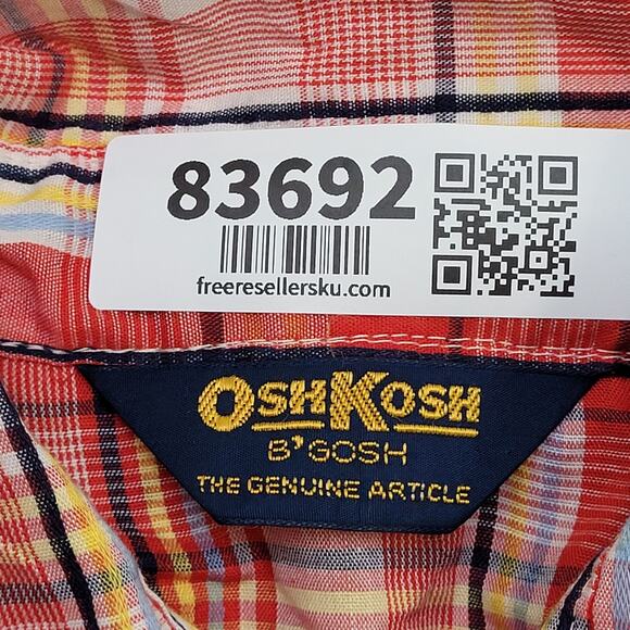 Vintage 80s Osh-Kosh Cowboy Plaid Shirt M/L 21x29 Pearl-Snap - Picture 7 of 12